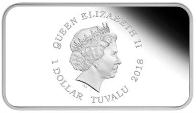 Tuvalu 2018 $1 Lunar Calendar Year of The Dog 1oz Silver Coloured Rectangle 4 Coin Proof Set