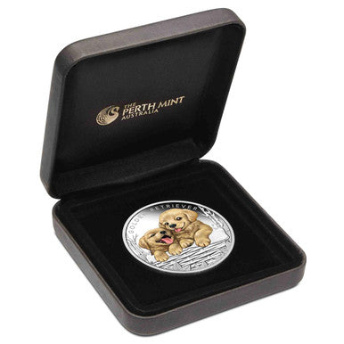 Tuvalu 2018 50c Puppies Golden Retriever 1/2oz Silver Coloured Proof Coin