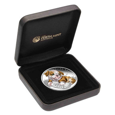Tuvalu 2018 50c Puppies English Bulldog 1/2oz Silver Coloured Proof Coin