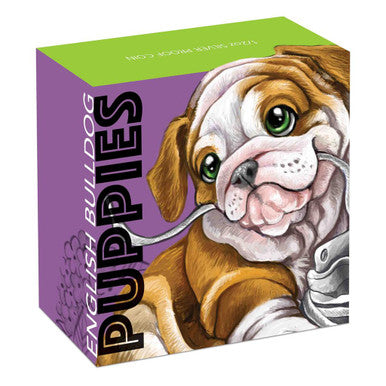 Tuvalu 2018 50c Puppies English Bulldog 1/2oz Silver Coloured Proof Coin