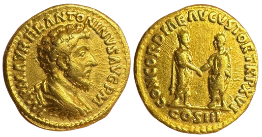 Roman Empire, Marcus Aurelius 161-180AD Gold Aureus VF
