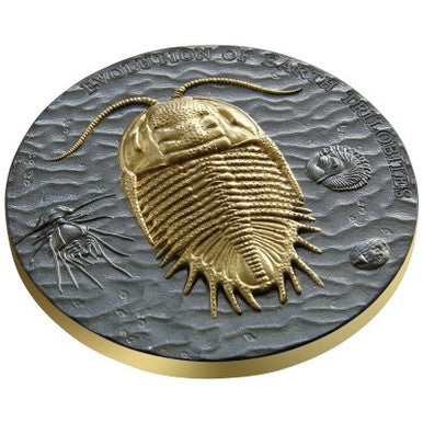 Niue 2016 $2 Evolution of Earth Trilobites Ruthenium and Selectively Gold Plated 2oz Silver Coin