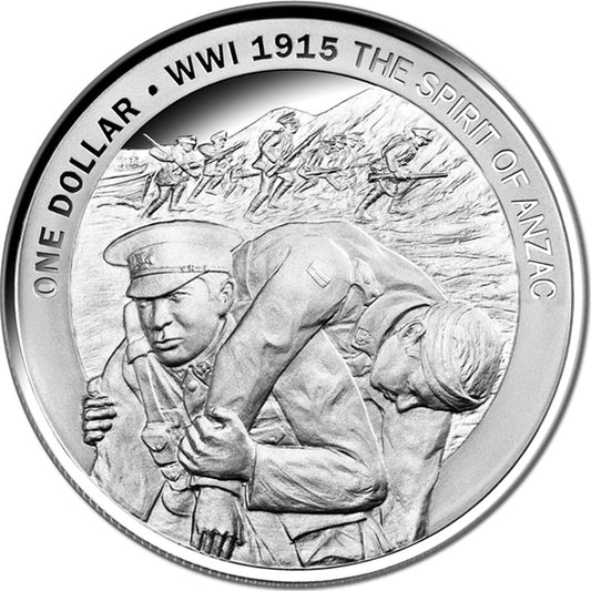 NZ 2015 $1 The Spirit of ANZAC New Zealand's Story 1oz Silver Proof Coin