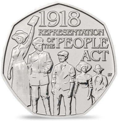 UK 2018 50p 1918 Representation of The People Act Uncirculated Coin