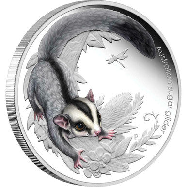 2010 50c Australian Bush Babies Sugar Glider 1/2oz Silver Coloured Proof Coin