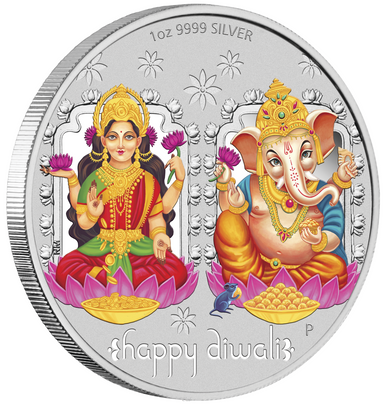 2019 Happy Diwali 1oz Silver Coloured Medallion