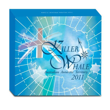 2011 $1 Australian Antarctic Territory Killer Whale 1oz Silver Coloured Proof Coin