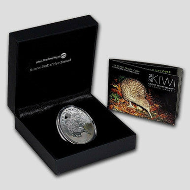 NZ 2016 $1 Great Spotted Kiwi 1oz Silver Coloured Egg Shaped Proof Coin