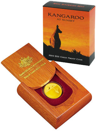 2010 $25 Kangaroo At Sunset 1/5oz Gold Proof Coin