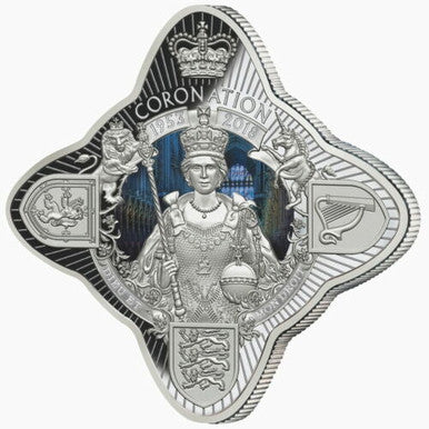 Tokelau 2018 $1 Queen Elizabeth II Coronation 65th Anniversary 1oz Silver Coloured Royal Star Shaped Proof Coin
