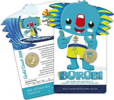 2018 $1 Gold Coast Commonwealth Games Borobi Coloured Uncirculated Coin