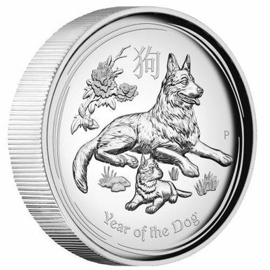 2018 $1 Lunar Year of The Dog 1oz Silver High Relief Proof Coin