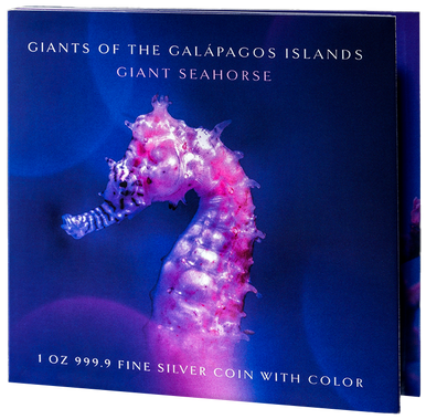 Solomon Islands 2020 $1 Giants of The Galapagos Islands Giant Seahorse 1oz Silver Coloured Proof Coin