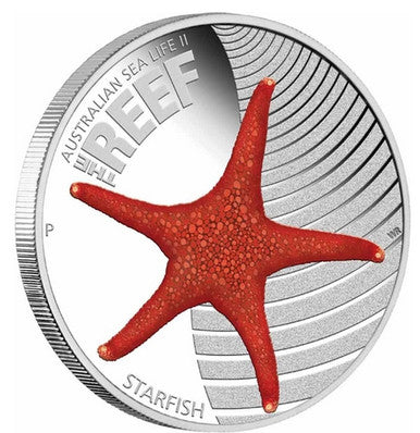 2011 50c Australian Sea Life II The Reef Starfish 1/2oz Silver Coloured Proof Coin