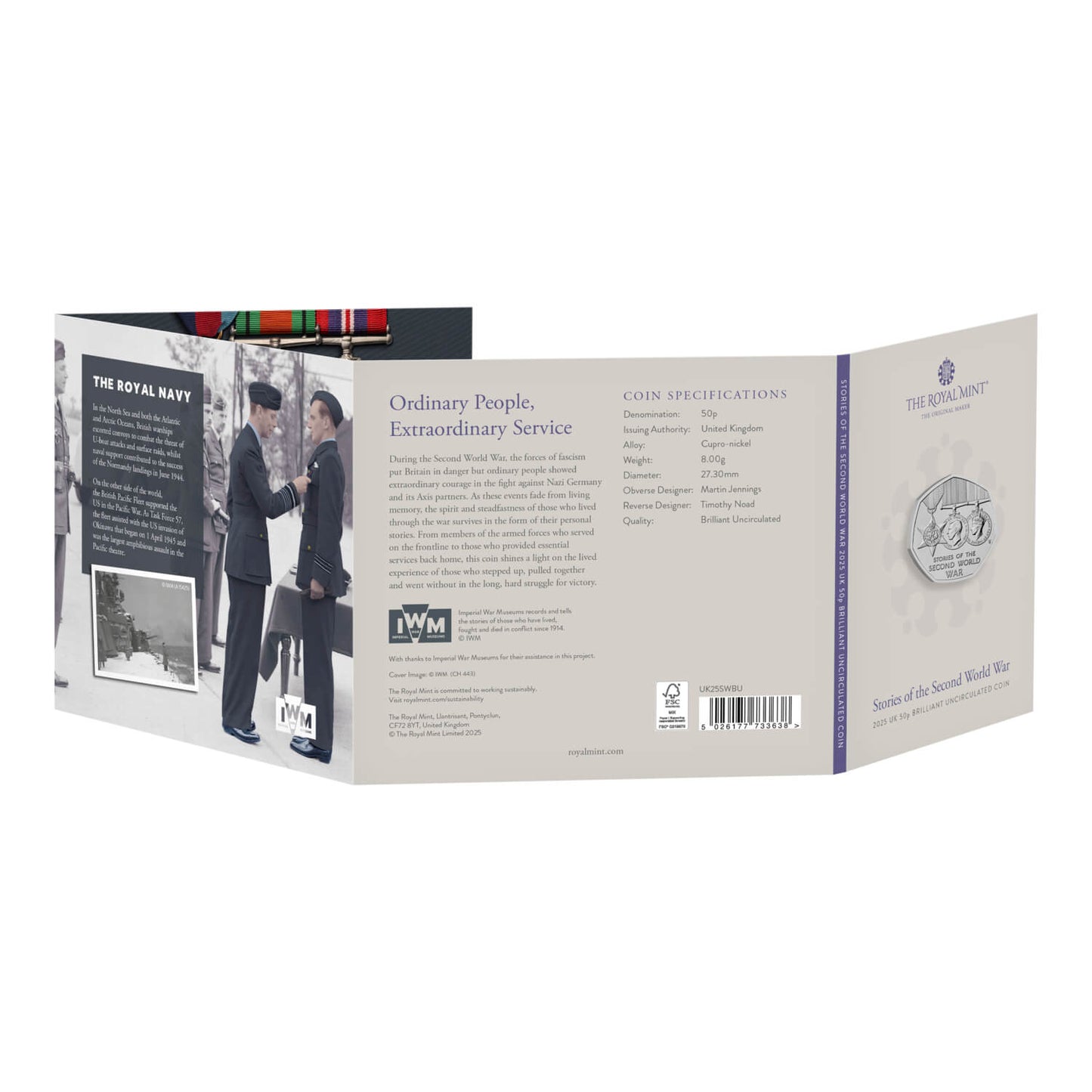 UK 2025 50p Stories of The Second World War Uncirculated Coin