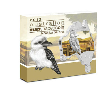 2012 $1 Australian Map Shaped Kookaburra 1oz Silver Coin