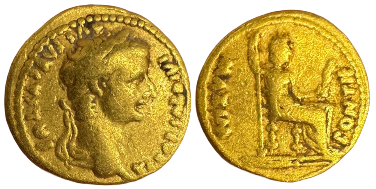 Roman Empire, Tiberius 14-37AD Gold Aureus gFine