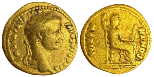 Roman Empire, Tiberius 14-37AD Gold Aureus gFine