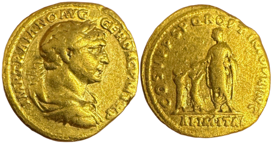 Roman Empire, Trajan 98-117AD Gold Aureus gFine