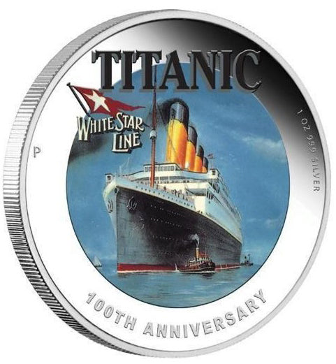 Tuvalu 2012 $1 R.M.S. Titanic 100th Anniversary 1oz Silver Coloured Proof Coin