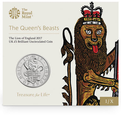 UK 2017 £5 The Queen's Beasts The Lion of England Uncirculated Coin