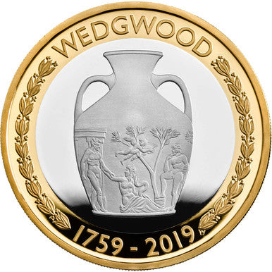 UK 2019 £2 Wedgwood 260th Anniversary Celebration Selectively Gold Plated Silver Proof Coin