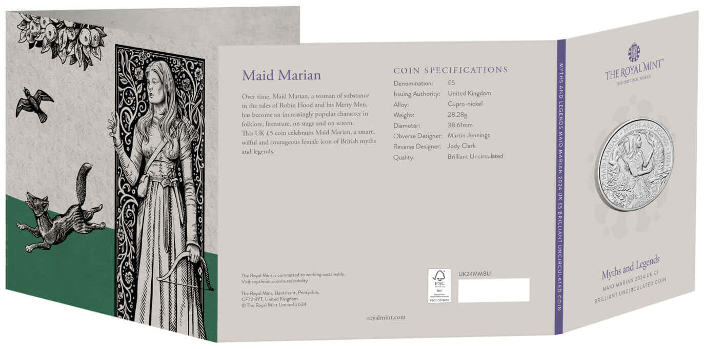 UK 2024 £5 Myths and Legends Maid Marian Uncirculated Coin