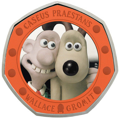 UK 2019 50p Wallace & Gromit Silver Coloured Proof Coin