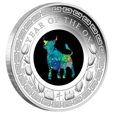 2021 $1 Australian Opal Lunar Year of The Ox 1oz Silver Proof Coin