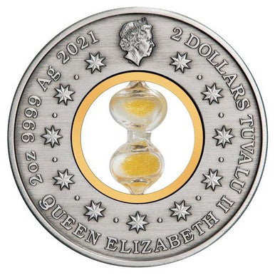 Hourglass 2021 2oz Silver Antiqued Coin