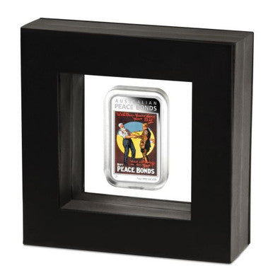2018 $1 Australian Posters of World War I Peace Bonds 1oz Silver Coloured Proof Rectangle Shaped Coin