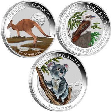 2015 Australian Outback 1/2oz Silver Coloured Proof 3 Coin Set
