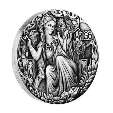 Tuvalu 2017 $2 Norse Goddesses Frigg 2oz Silver Antiqued Coin