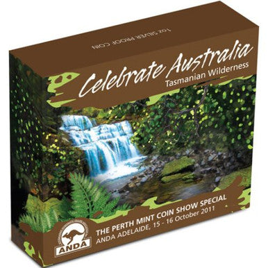 2011 $1 ANDA Adelaide Celebrate Australia Tasmanian Wilderness 1oz Silver Coloured Proof Coin