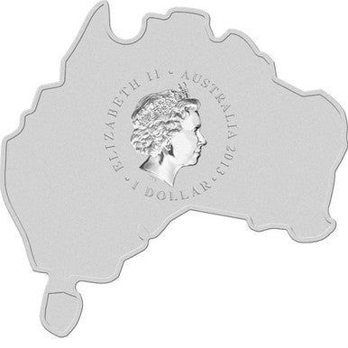 2013 $1 Australian Map Shaped Kangaroo 1oz Silver Coin