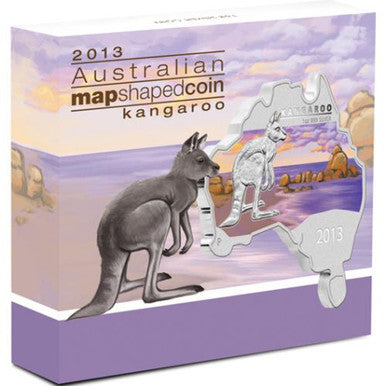2013 $1 Australian Map Shaped Kangaroo 1oz Silver Coin