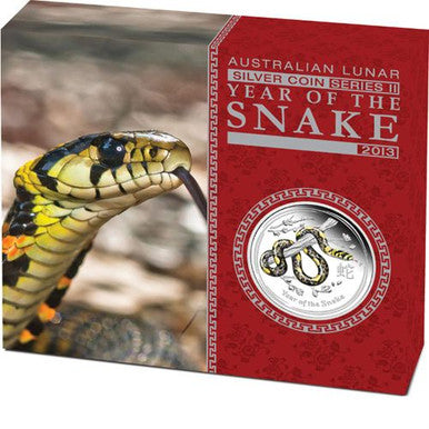 2013 $1 Lunar Year of The Snake 1oz Silver Coloured Proof Coin