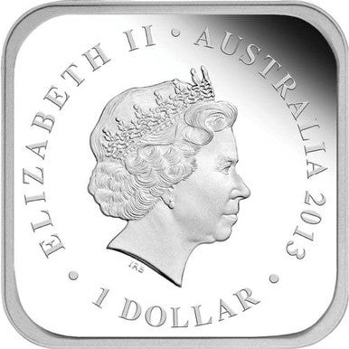 2013 $1 Australian Seasons Summer 1oz Silver Proof Square Shaped Coin