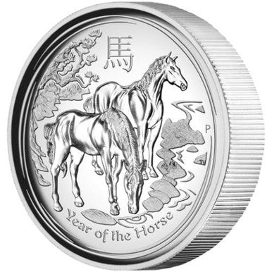 2014 $1 Lunar Year of The Horse 1oz Silver High Relief Proof Coin