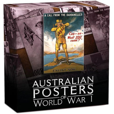 2014 $1 Australian Posters of World War I Enlistment 1oz Silver Coloured Proof Rectangle Shaped Coin