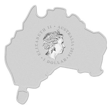 2016 $1 Australian Map Shaped Dingo 1oz Silver Coin