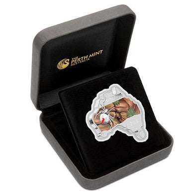 2015 $1 Australian Map Shaped Red Back Spider 1oz Silver Coin