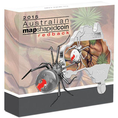 2015 $1 Australian Map Shaped Red Back Spider 1oz Silver Coin