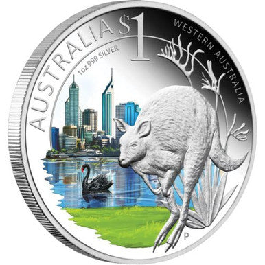2011 $1 ANDA Perth Coin Show Special Celebrate Australia Western Australia 1oz Silver Coloured Proof Coin