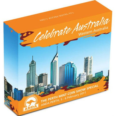 2011 $1 ANDA Perth Coin Show Special Celebrate Australia Western Australia 1oz Silver Coloured Proof Coin