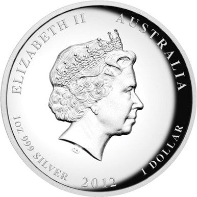 2012 $1 Lunar Year of The Dragon 1oz Silver High Relief Proof Coin