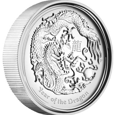 2012 $1 Lunar Year of The Dragon 1oz Silver High Relief Proof Coin