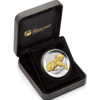 2012 $1 Australian Koala 1oz Silver Gilded Coin