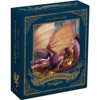 Tuvalu 2014 $1 Mythical Creatures Dragon 1oz Silver Coloured Proof Coin