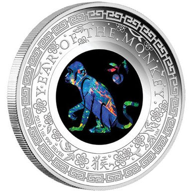 2016 $1 Australian Opal Lunar Year of The Monkey 1oz Silver Proof Coin
